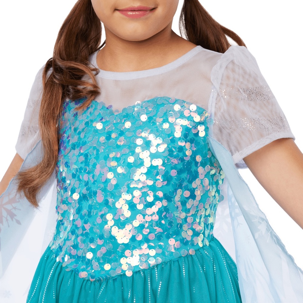 American Girl Disney Frozen Elsa Dress snowflake sequin teal blue girls 5T